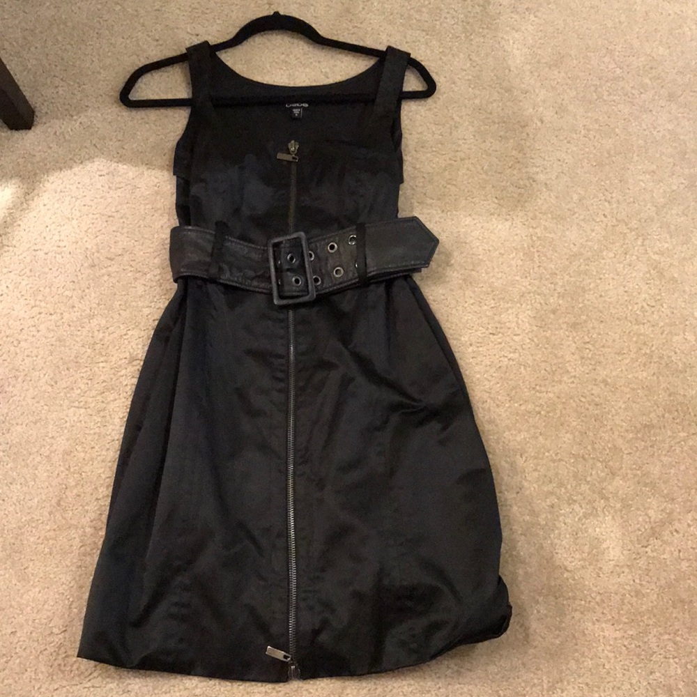 Bebe Black Zip Cocktail dress with belt medium